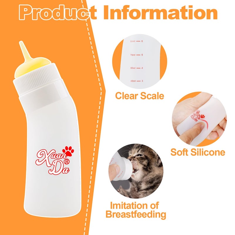 Xuanda Pet Feeding Nipple with Syringe, Soft Silicone Nursing Pet Feeding Bottle, Ventilation Valve Resistant Tearing for Puppies, Kittens, Rabbit, Small Wildlife (Yellow) - Image 4